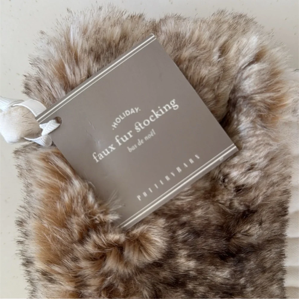 Pottery Barn Velvet Stocking with Faux Fur Cuff  NWT
